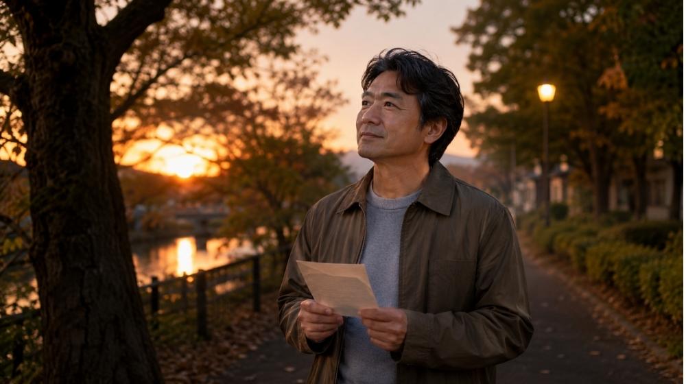 初恋の人との再会を前に気持ちを整理している様子