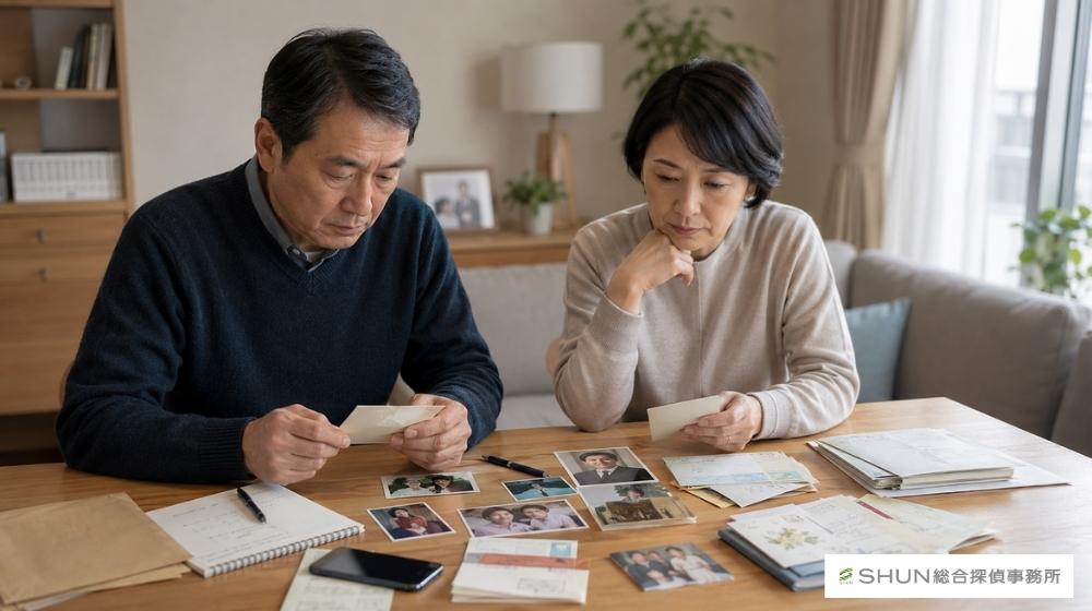家族や親族を探すために情報を整理している様子