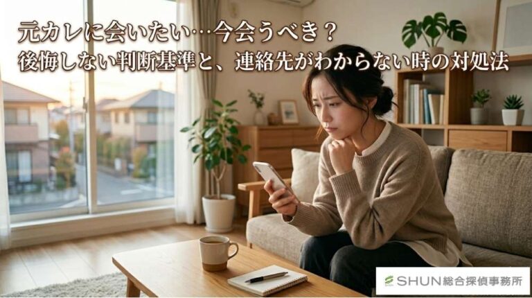 元カレに会いたい気持ちと再会の判断に悩む女性を表現した記事アイキャッチ