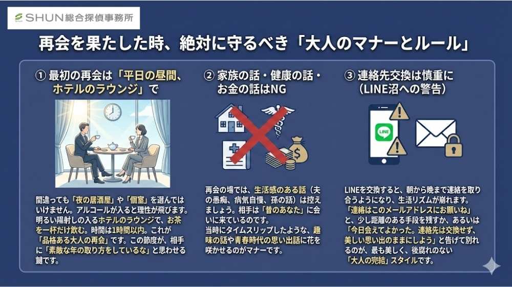 6. 再会を果たした時、絶対に守るべき「大人のマナーとルール」