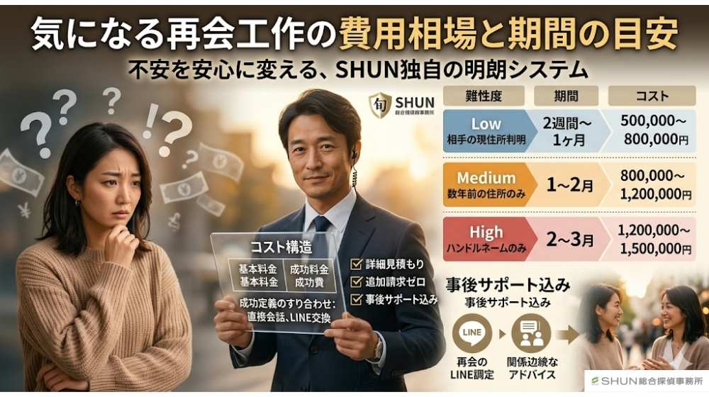 気になる再会工作の費用相場と期間の目安
