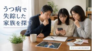 うつ病で失踪した家族を探すために情報を整理している家族のイメージ