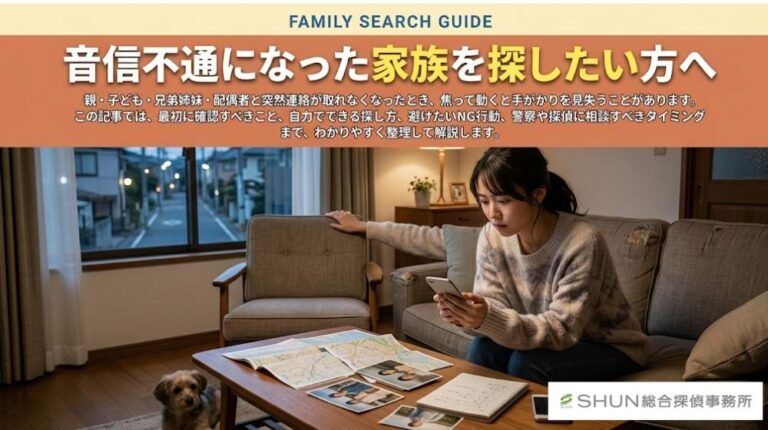 音信不通の家族を探すには？今すぐ確認すべきことと対処法を解説