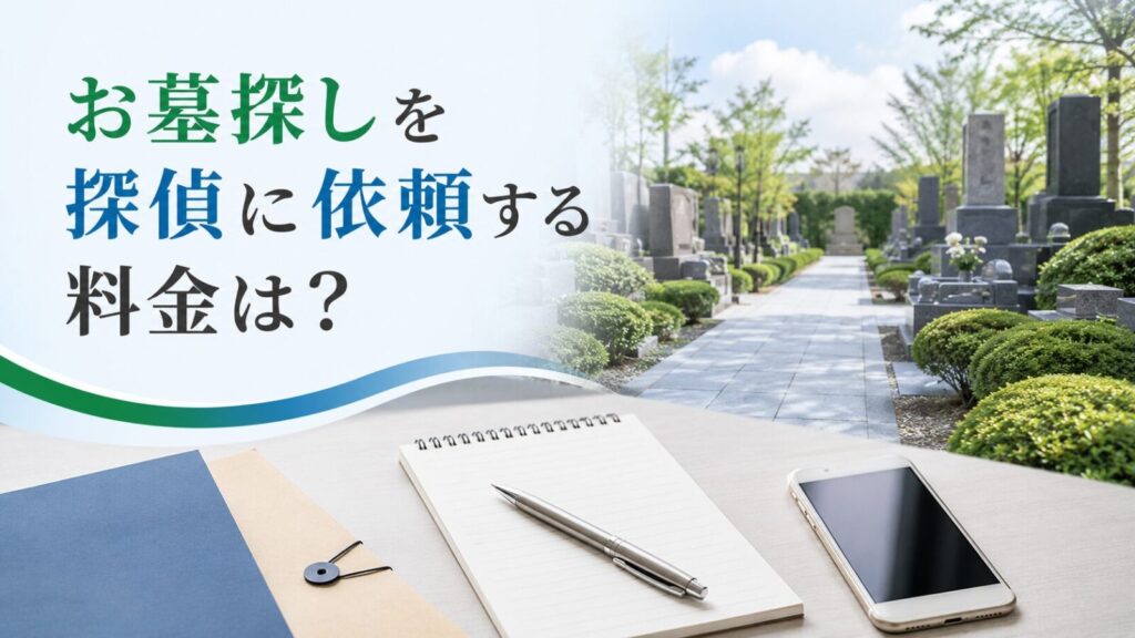 お墓探しを探偵に依頼する料金を解説する記事のアイキャッチ画像