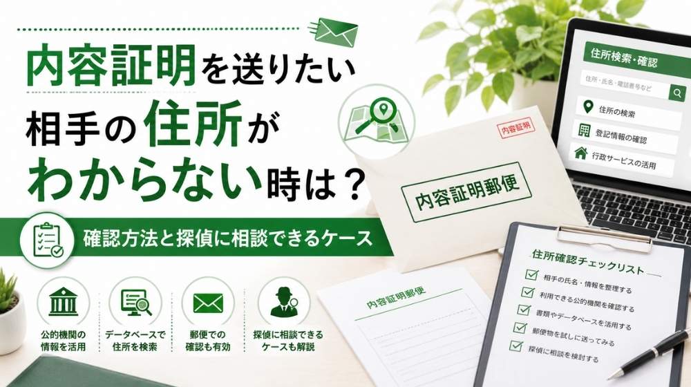内容証明を送りたい相手の住所がわからない時の確認方法