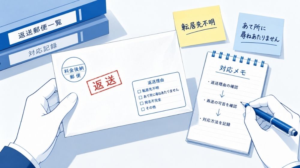 内容証明や郵便が転居先不明で戻ってきた時のイメージ