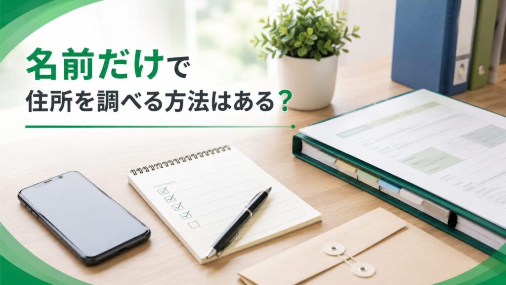 名前だけで住所を調べたい時の注意点と相談先を示すアイキャッチ画像