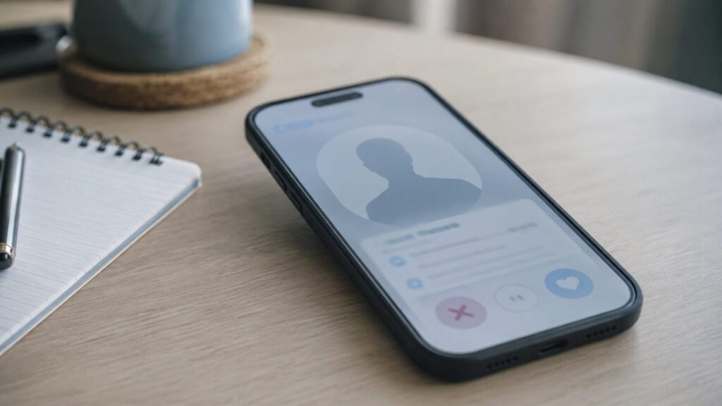 マッチングアプリで知り合った相手のプロフィール情報を確認しているスマホ画面