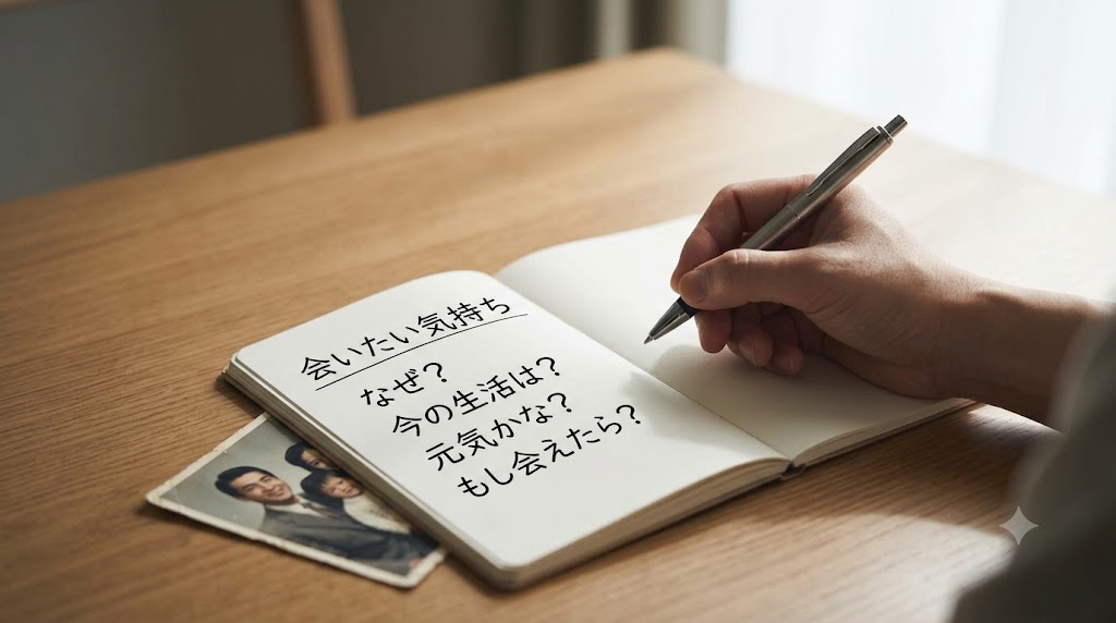 離婚した父親に会いたい気持ちをノートに整理する様子